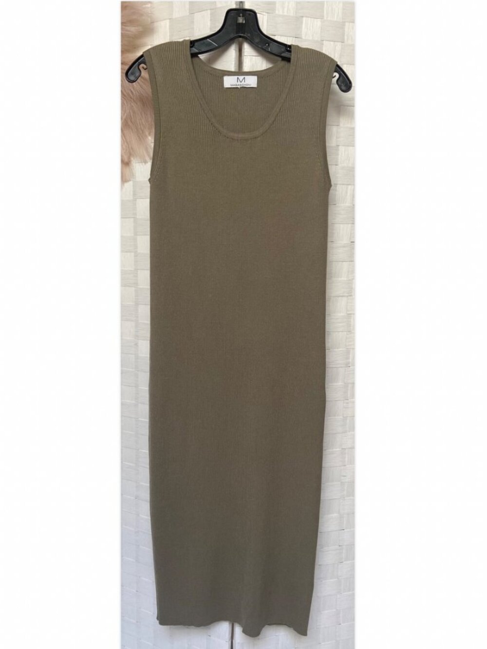Magaschoni Ribbed Sleeveless Midi Maxi Brown Dress Size M